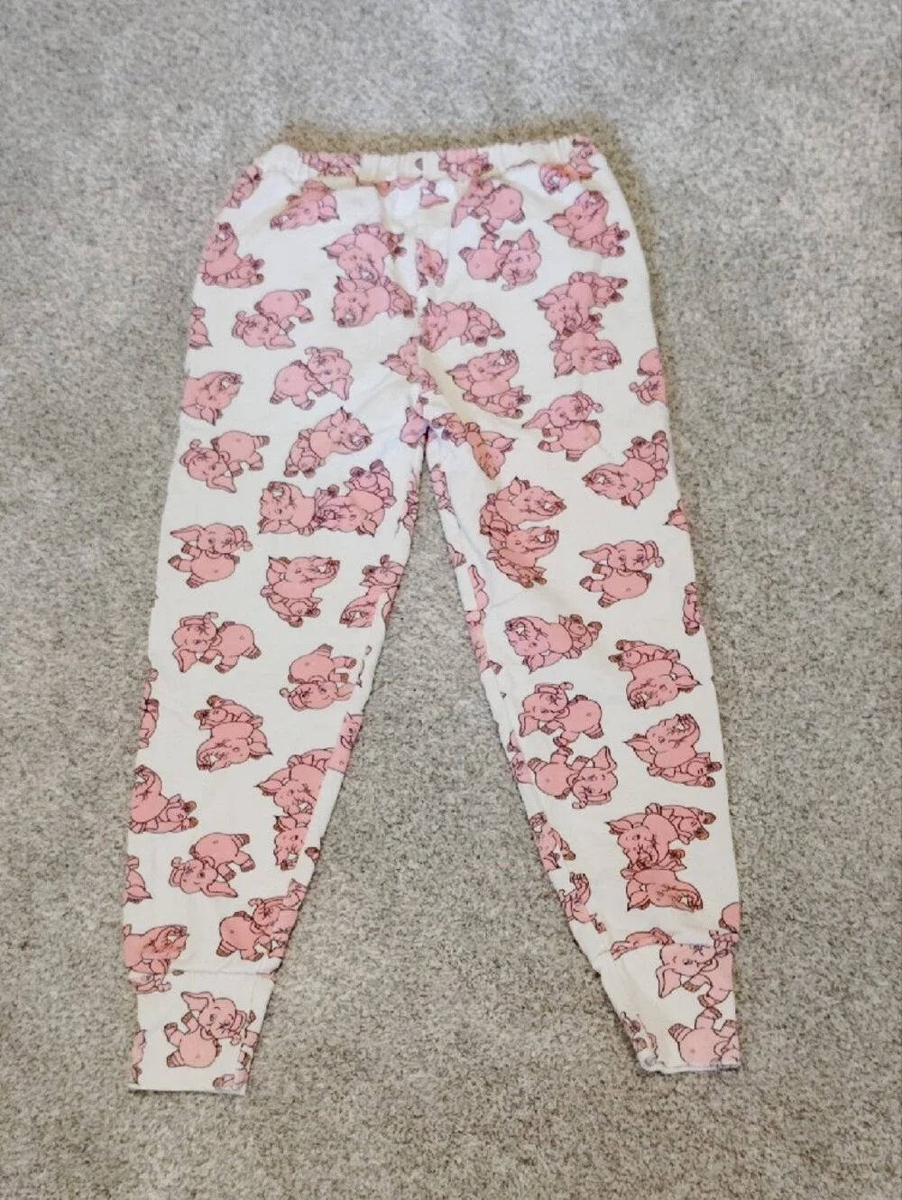 Kids Pink Pig Print Jogger Sweatpants